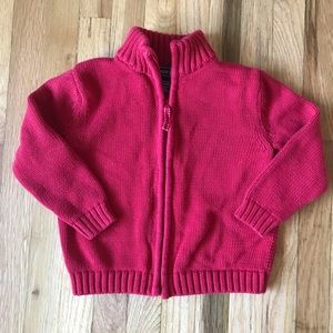 Red zip up sweater Lands End
